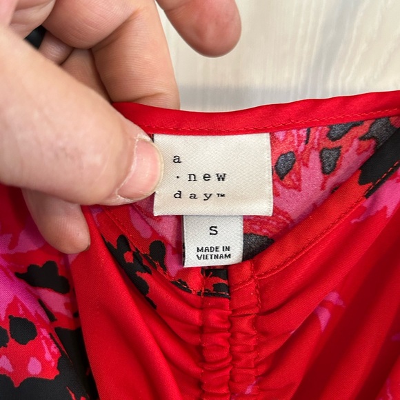 A New Day | Vibrant Red and Black Floral Dress | Size Small - Picture 2 of 5